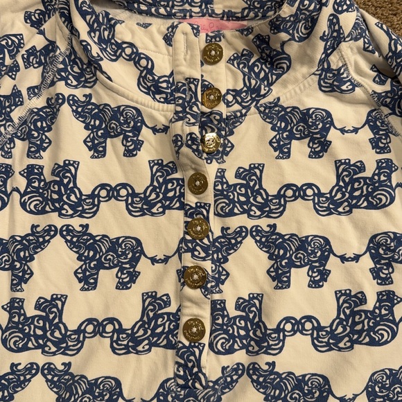 Lilly Pulitzer Blue and White Womens Half-Button Pullover - Picture 3 of 4
